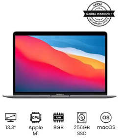 1  Apple Macbook Air MGN63 13" Display, Apple M1 Chip With 8-Core Processor and 7-Core Graphics / 8GB RAM / 256GB SSD/ English Keyboard(International version) English Space Grey
